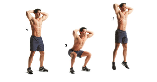 Exercícios para ganhar massa muscular agachamento com salto